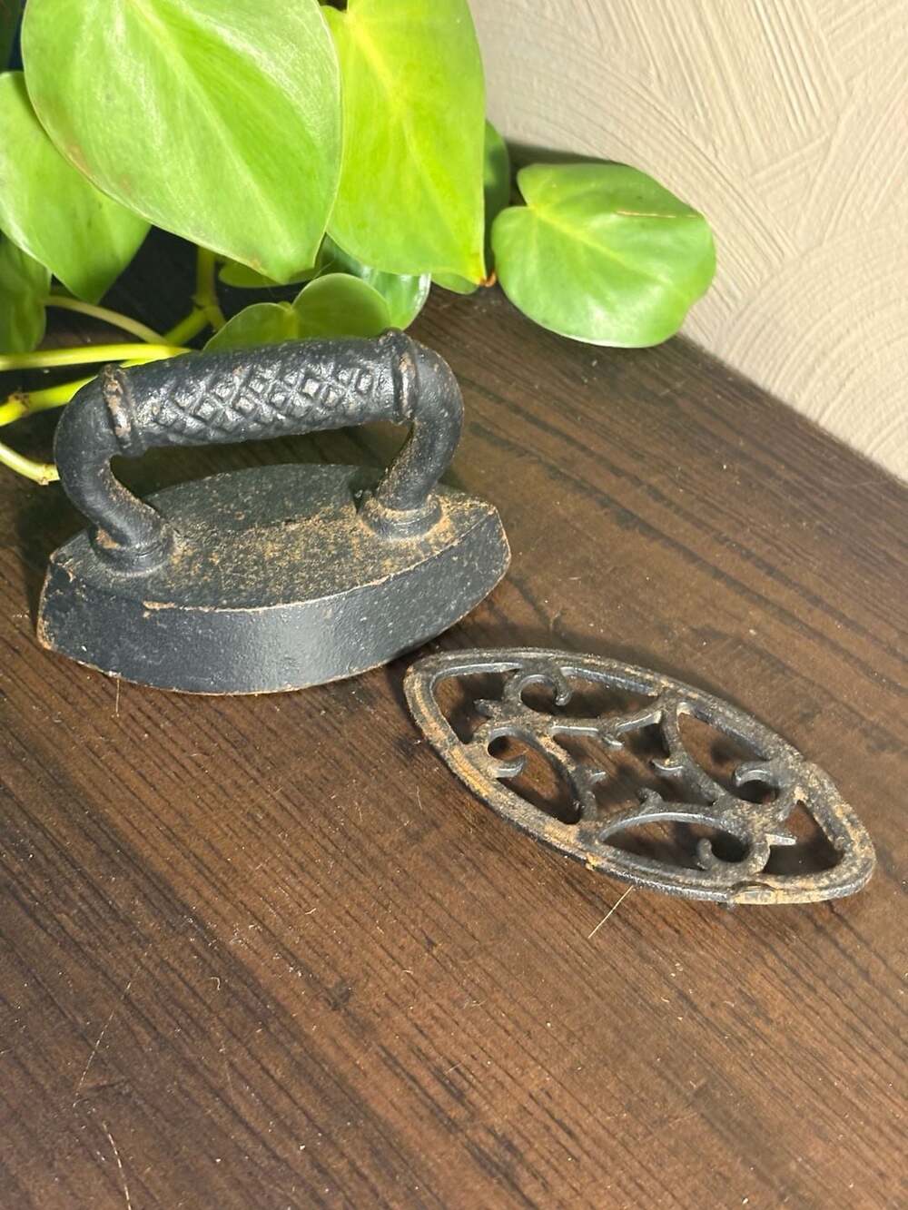 Antique Vintage Miniature Cast Iron With Trivet